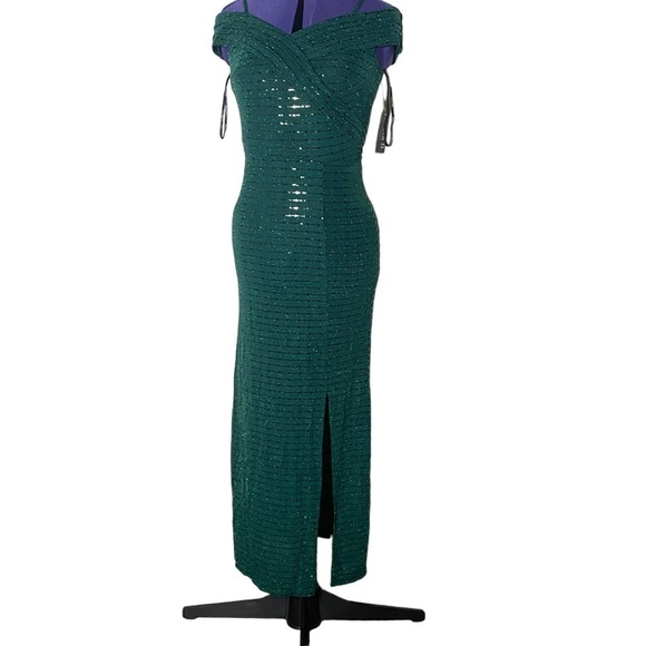 Alexa B Nite green sparkle long dress size 4 - Picture 5 of 9